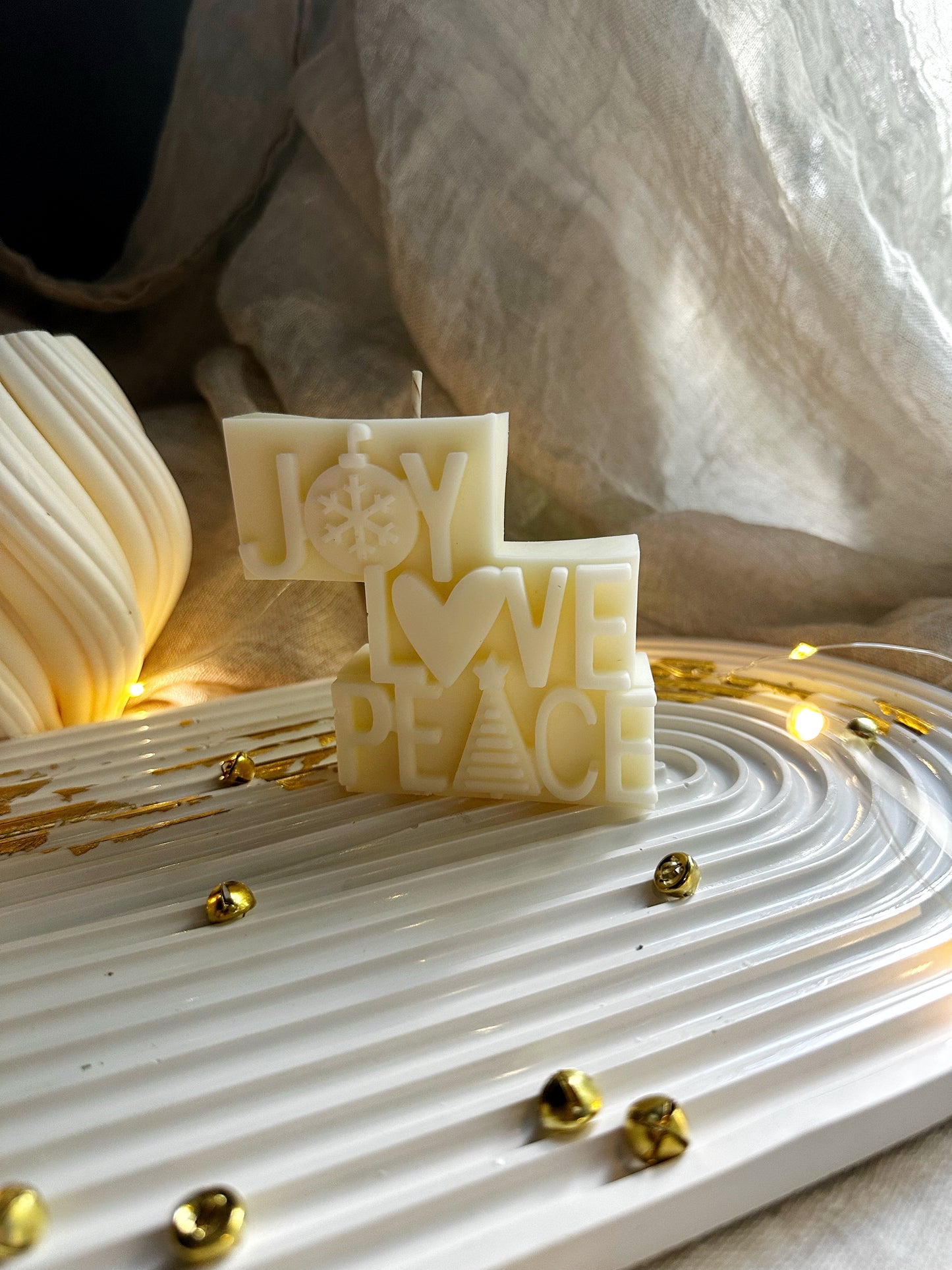 Cute Christmas Candle, Joy love Peace candle