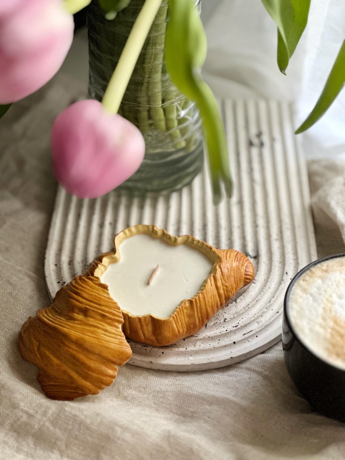 Scented Croissant Candle – Handmade Soy Wax Pastry Jar
