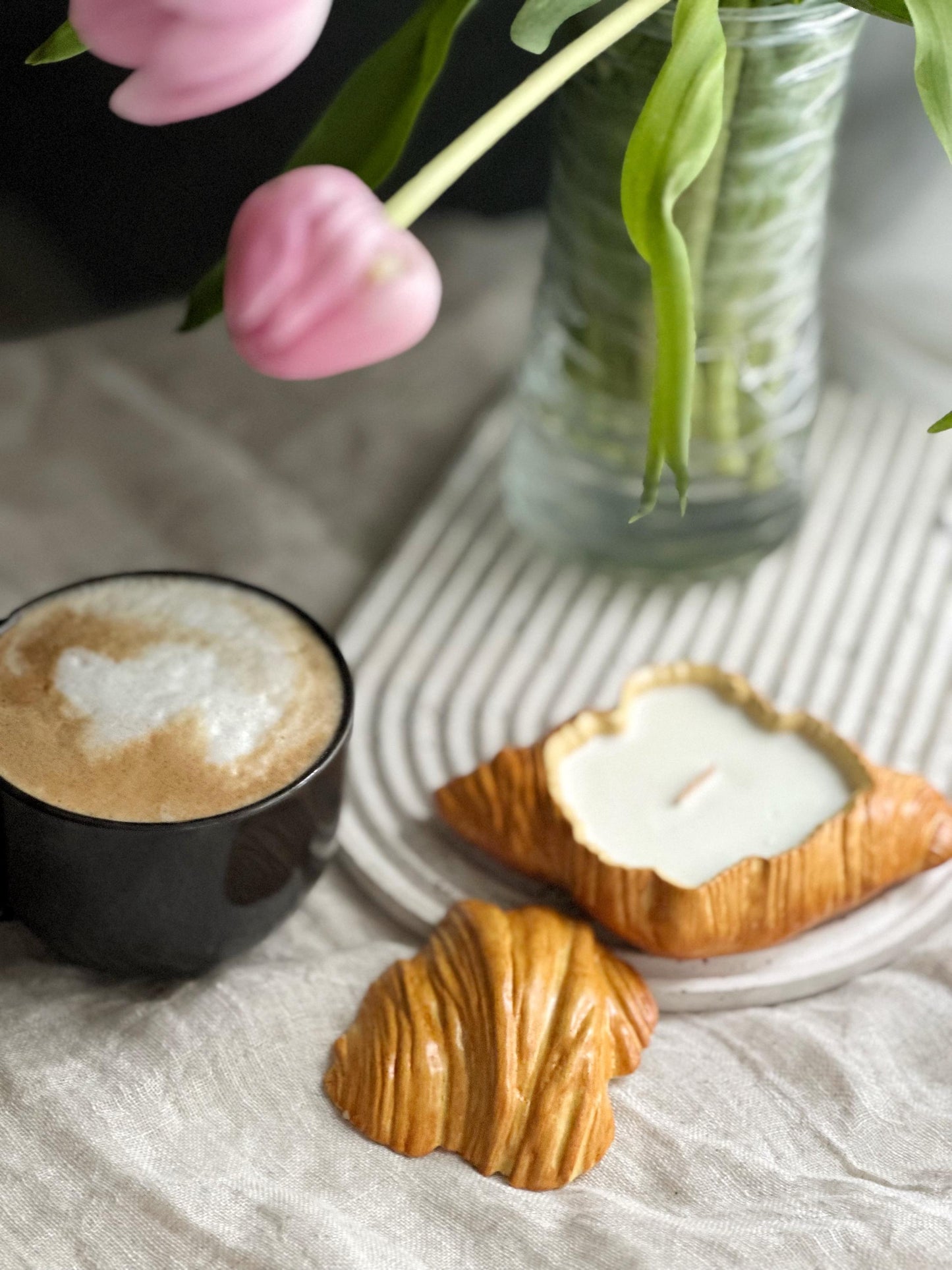 Scented Croissant Candle – Handmade Soy Wax Pastry Jar