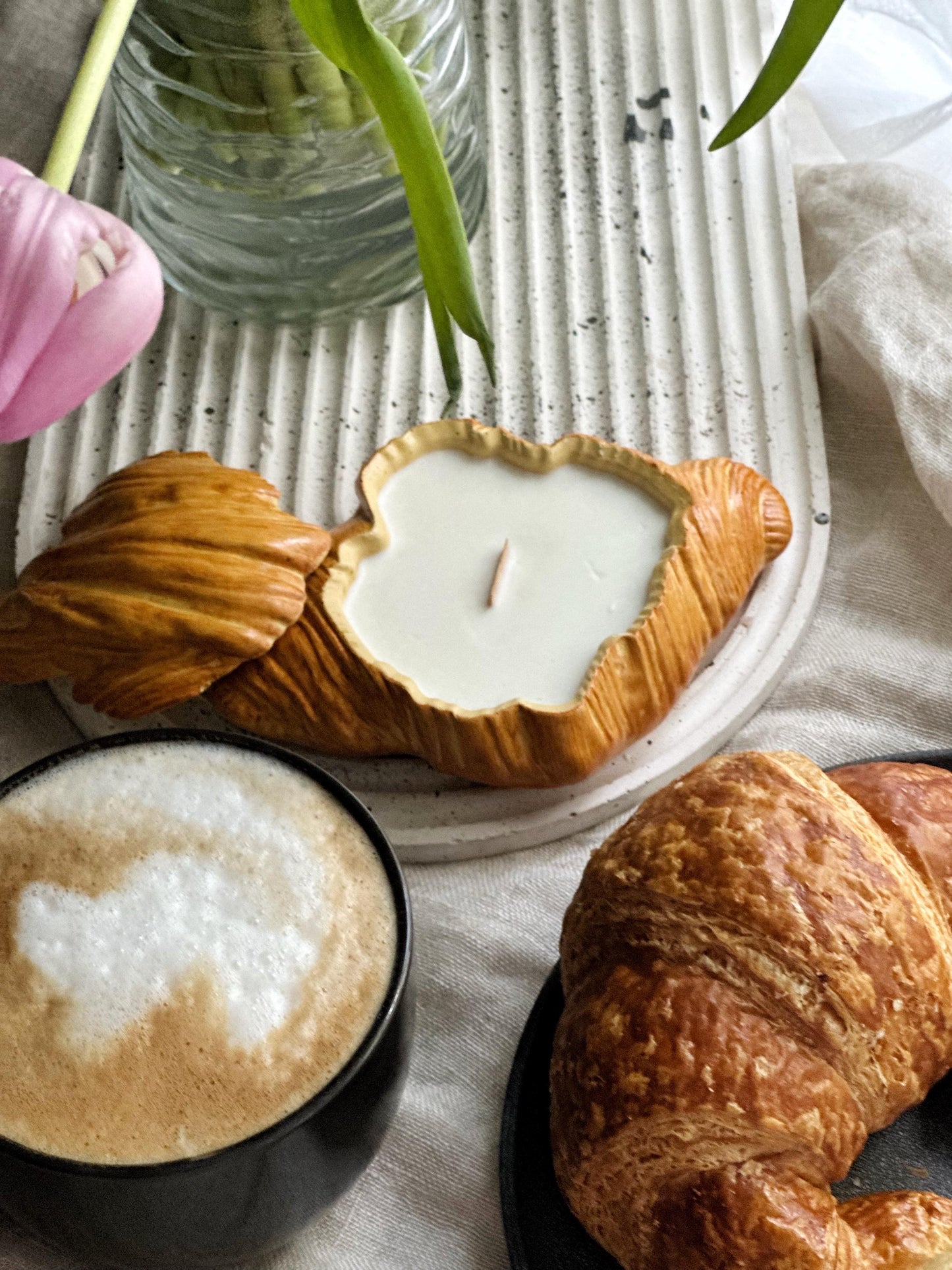Scented Croissant Candle – Handmade Soy Wax Pastry Jar