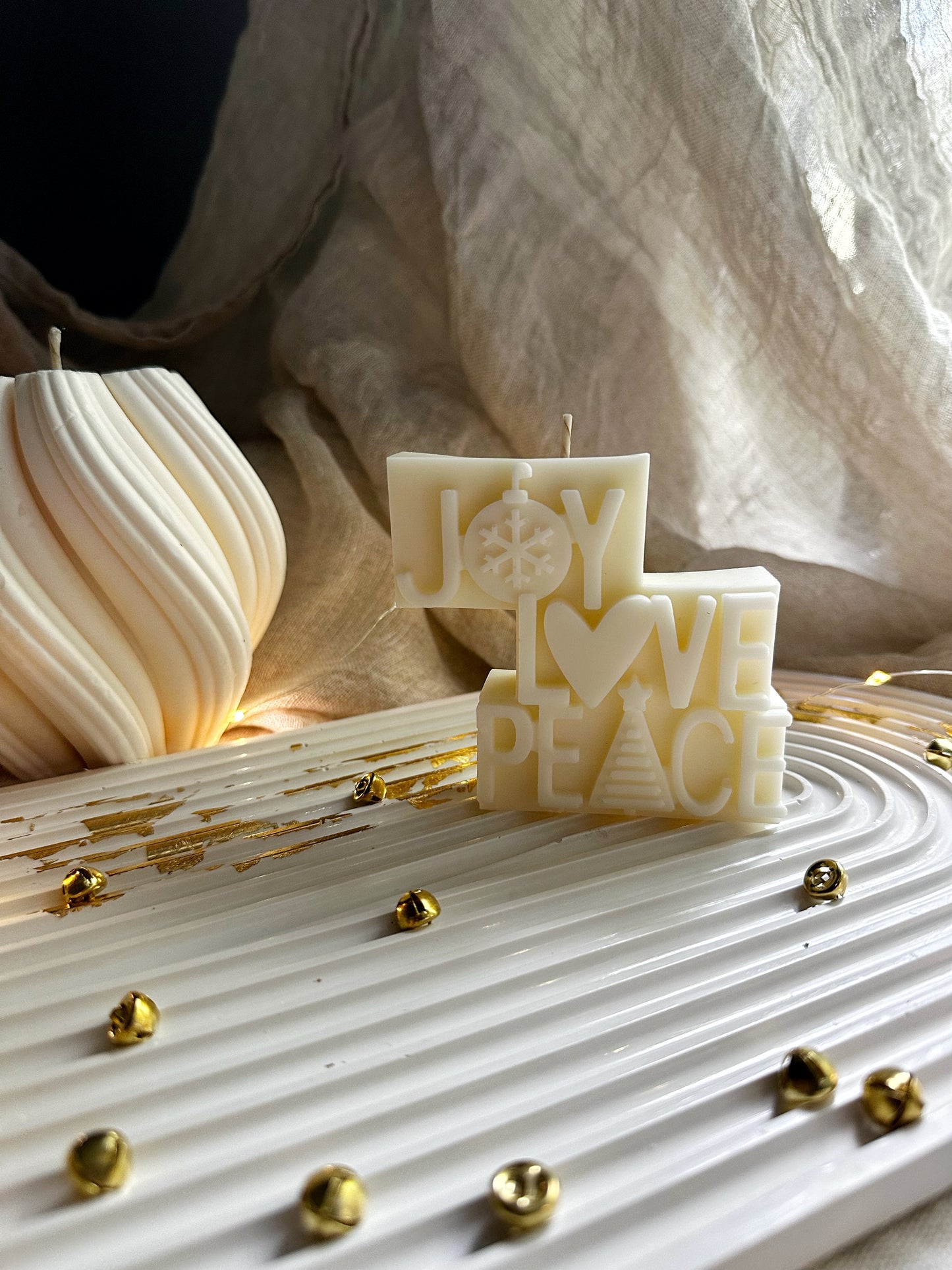 Cute Christmas Candle, Joy love Peace candle