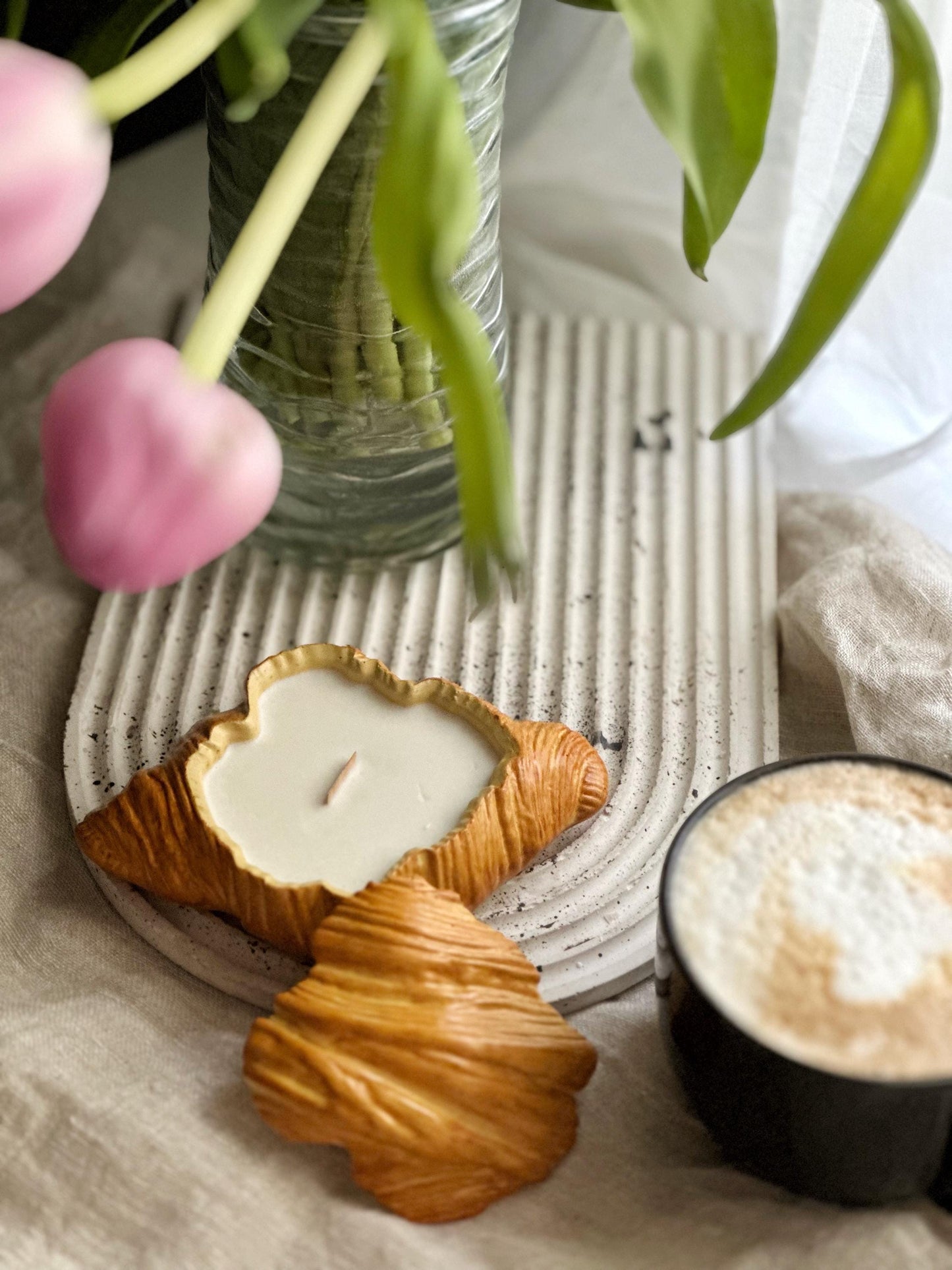 Scented Croissant Candle – Handmade Soy Wax Pastry Jar