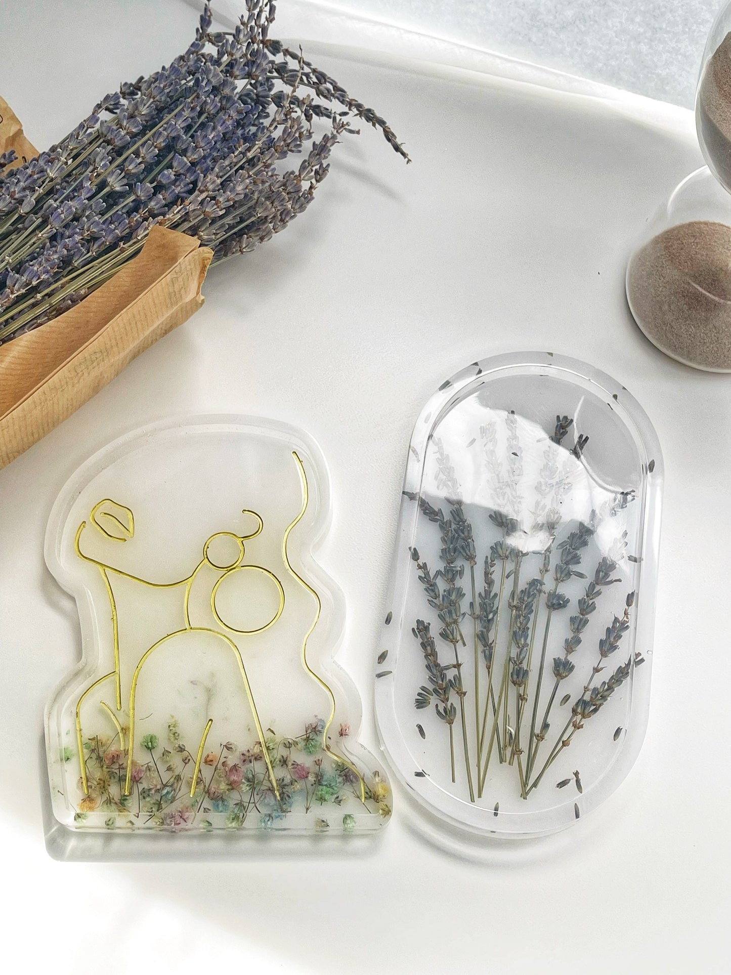 Shiny Goddess Woman Jewelry Tray Jewelry| Dried lavender resin tray | jewelry dish | catch all tray | home decor